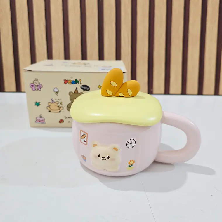☕🥖TAZA (350ML) DE CERÁMICA DISEÑO OSITO/PAN MOD# BT1535🐻 9