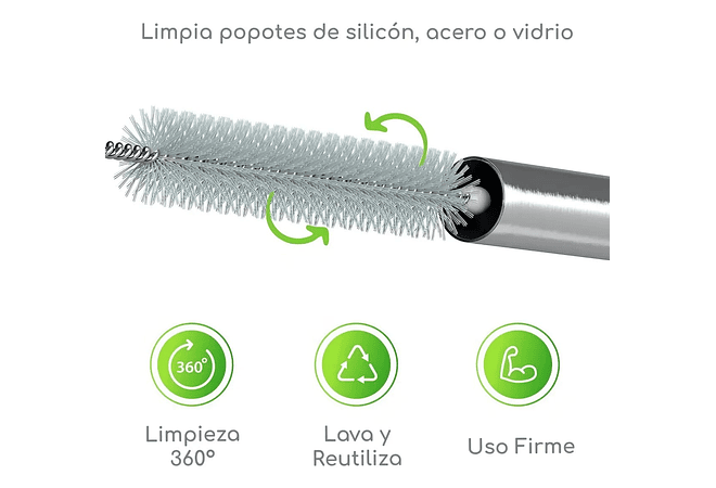 PAQ DE 3 CEPILLOS PARA LIMPAR DE MANERA INTERNA POPOTES O PAJITAS MOD# XZWK77874