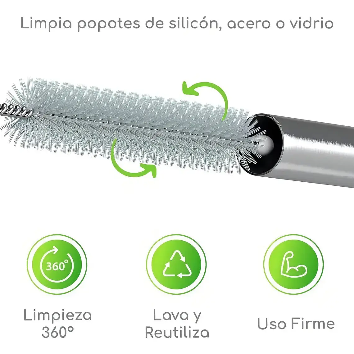 PAQ DE 3 CEPILLOS PARA LIMPAR DE MANERA INTERNA POPOTES O PAJITAS MOD# XZWK77874 3