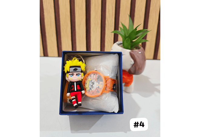 SET RELOJ CON LLAVERITO/PERSONAJES PARA NIÑO (con cajita)