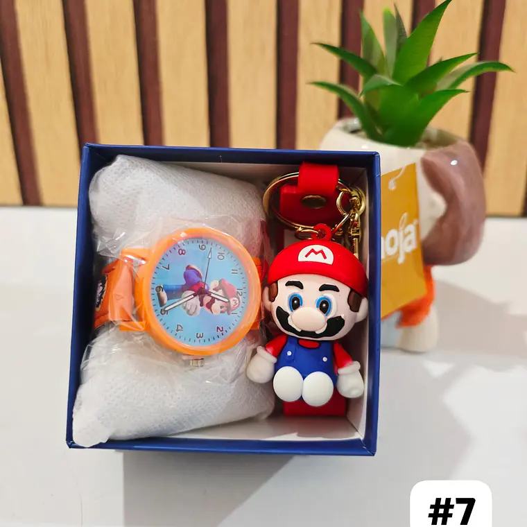 SET RELOJ CON LLAVERITO/PERSONAJES PARA NIÑO (con cajita) 7