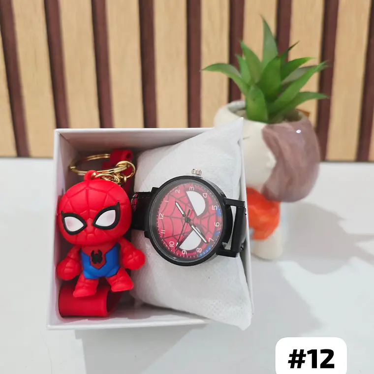 SET RELOJ CON LLAVERITO/PERSONAJES PARA NIÑO (con cajita) 12