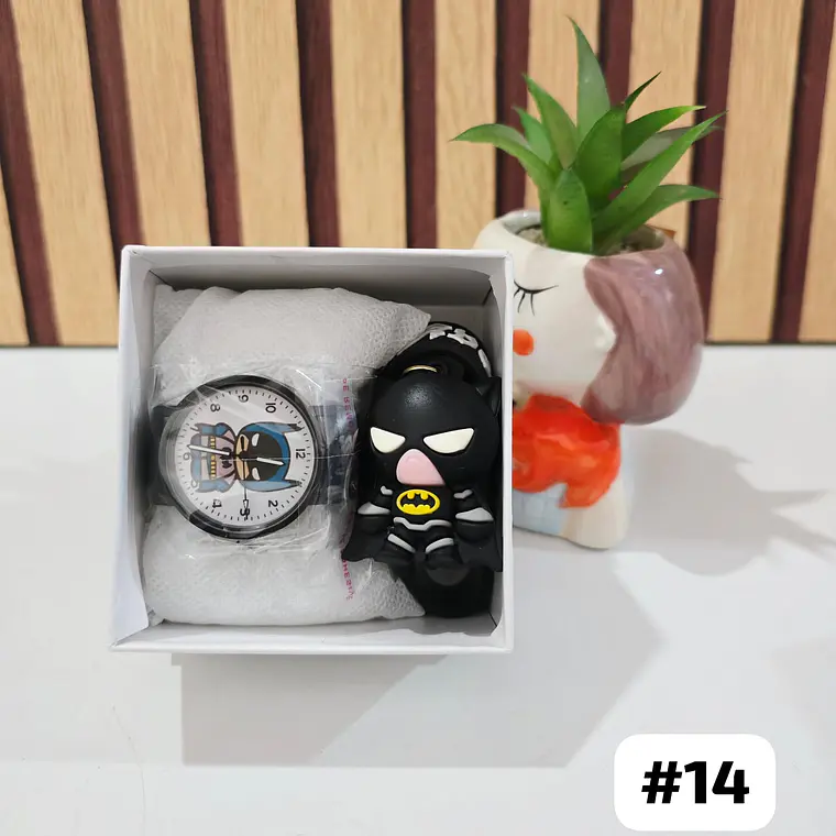 SET RELOJ CON LLAVERITO/PERSONAJES PARA NIÑO (con cajita) 14