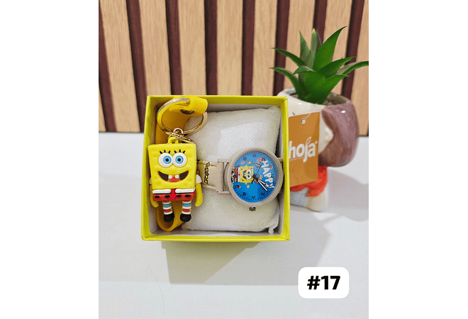 SET RELOJ CON LLAVERITO/PERSONAJES PARA NIÑO (con cajita)