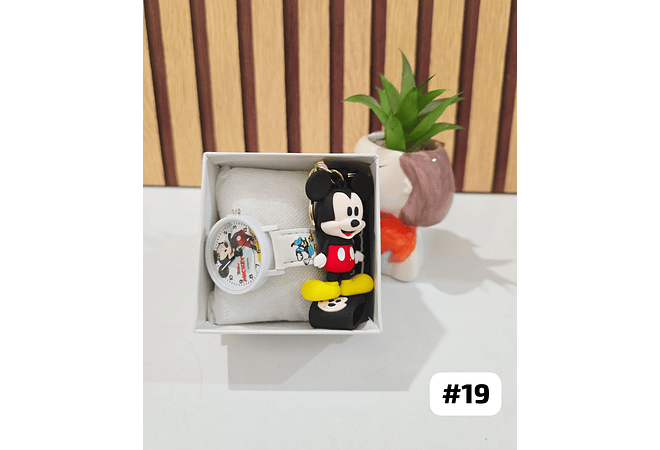 SET RELOJ CON LLAVERITO/PERSONAJES PARA NIÑO (con cajita)