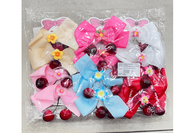 DOCENA DE MOÑOS CON FLOR Y CEREZAS MOD# GJ+981   💝 🍒