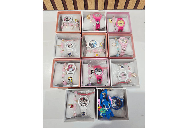 SET DE RELOJ + PULSERA/PERSONAJES PARA NIÑAS👧🏽⌚