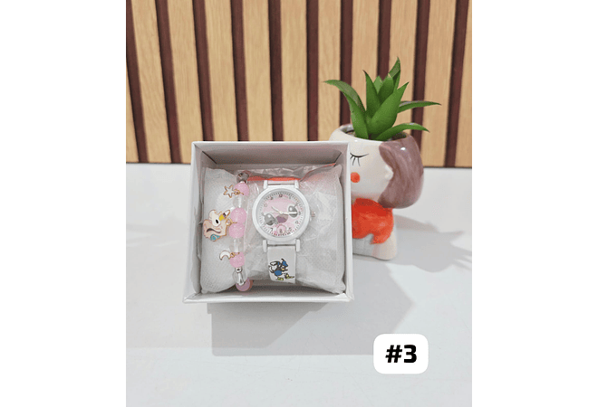 SET DE RELOJ + PULSERA/PERSONAJES PARA NIÑAS👧🏽⌚