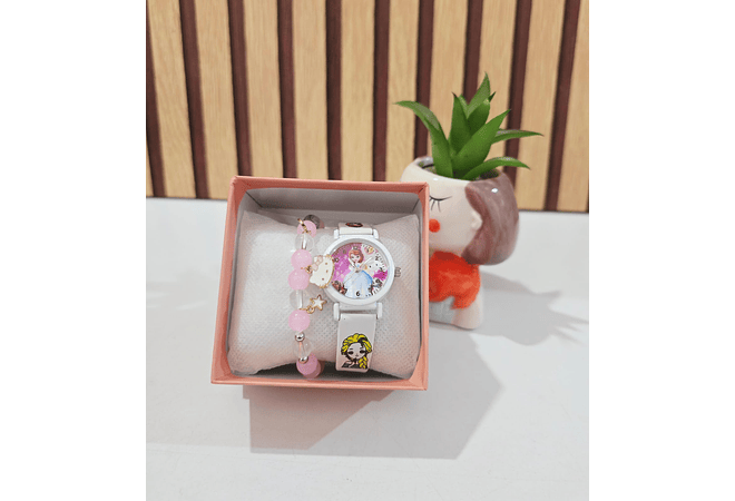 SET DE RELOJ + PULSERA/PERSONAJES PARA NIÑAS👧🏽⌚