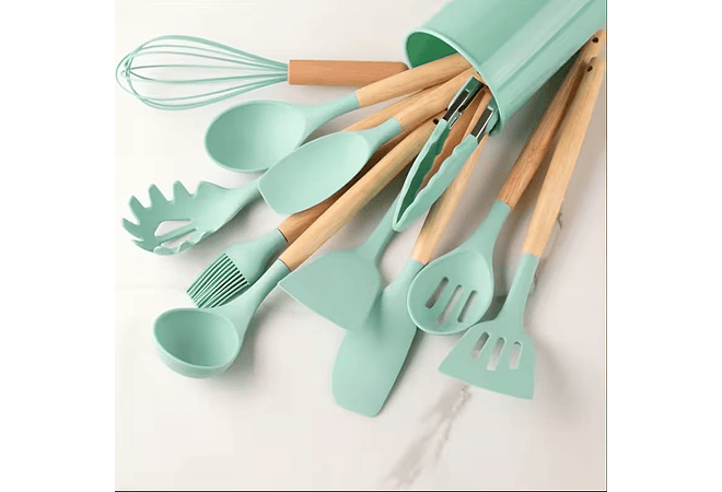 SET DE 12 UTENSILIOS GRANDES DE SILICONA PARA COCINA REINGRESO