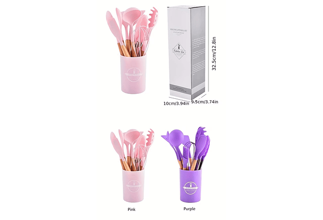 SET DE 12 UTENSILIOS GRANDES DE SILICONA PARA COCINA REINGRESO