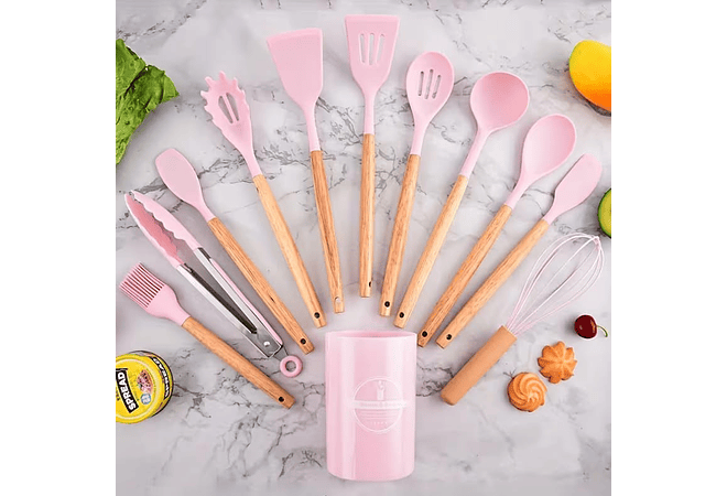 SET DE 12 UTENSILIOS GRANDES DE SILICONA PARA COCINA REINGRESO