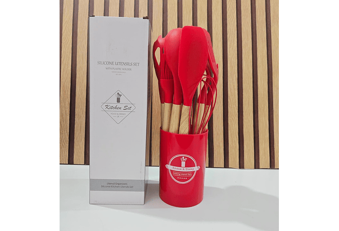 SET DE 12 UTENSILIOS GRANDES DE SILICONA PARA COCINA REINGRESO