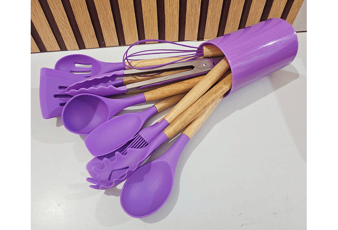 SET DE 12 UTENSILIOS GRANDES DE SILICONA PARA COCINA REINGRESO