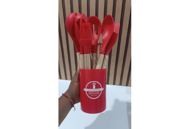 SET DE 12 UTENSILIOS GRANDES DE SILICONA PARA COCINA REINGRESO