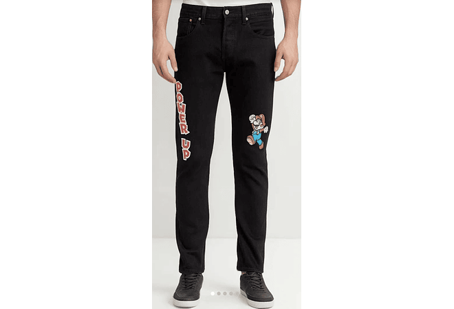 JEANS NEGRO PARA CABALLERO COLECCIÓN SUPER MARIO(34 X 32) MOD#501  👦🏻👖