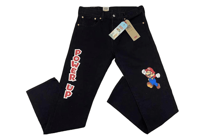 JEANS NEGRO PARA CABALLERO COLECCIÓN SUPER MARIO(34 X 32) MOD#501  👦🏻👖