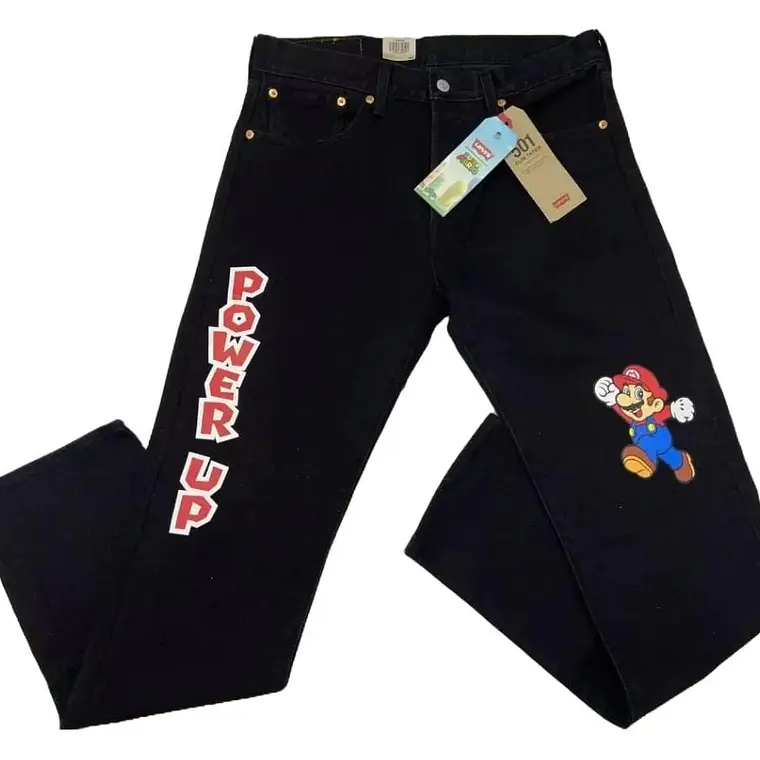 JEANS LEVI'S SLIM TAPER NEGRO PARA CABALLERO COLECCIÓN SUPER MARIO(34 X 32) MOD#501👦🏻 PANTALON👖 5