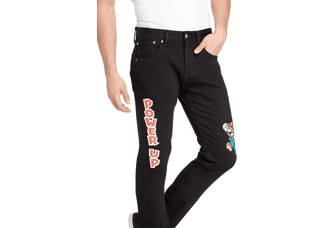 JEANS NEGRO PARA CABALLERO COLECCIÓN SUPER MARIO(34 X 32) MOD#501  👦🏻👖