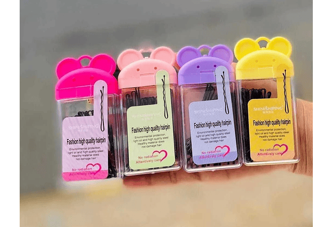 DOCENA/SET DE PASADORES NEGROS PARA EL CABELLO MOD# ES-5