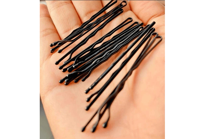 DOCENA/SET DE PASADORES NEGROS PARA EL CABELLO MOD# ES-5