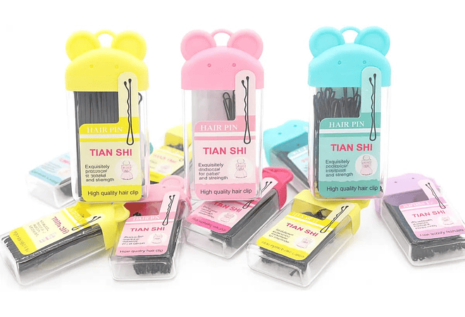 DOCENA/SET DE PASADORES NEGROS PARA EL CABELLO MOD# ES-5