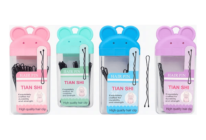 DOCENA/SET DE PASADORES NEGROS PARA EL CABELLO MOD# ES-5