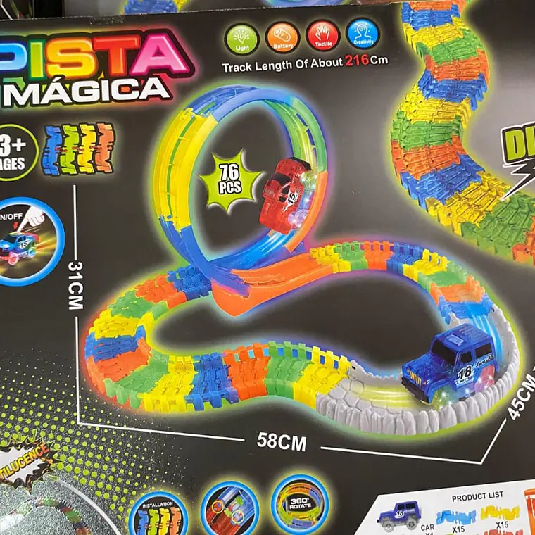 PISTAS DE CARRERA MÁGICA MULTICOLOR CON 76PCS MOD#KQ212108 1