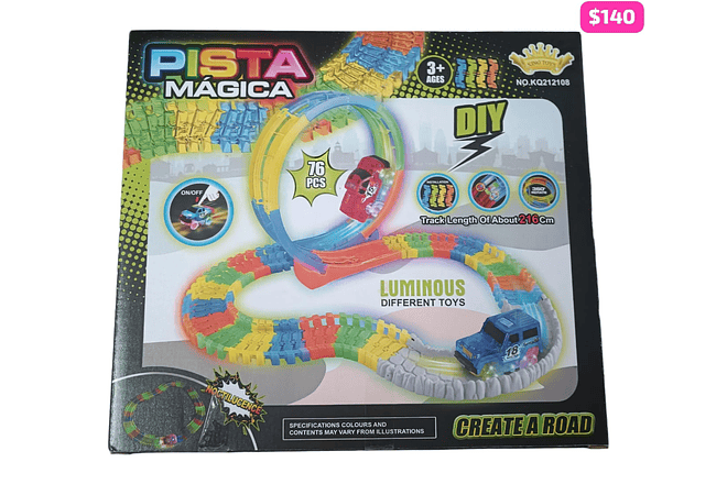 PISTAS DE CARRERA MÁGICA MULTICOLOR CON 76PCS MOD#KQ212108