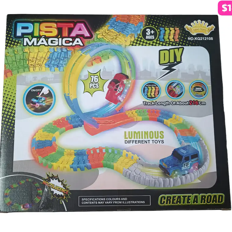 PISTAS DE CARRERA MÁGICA MULTICOLOR CON 76PCS MOD#KQ212108 2