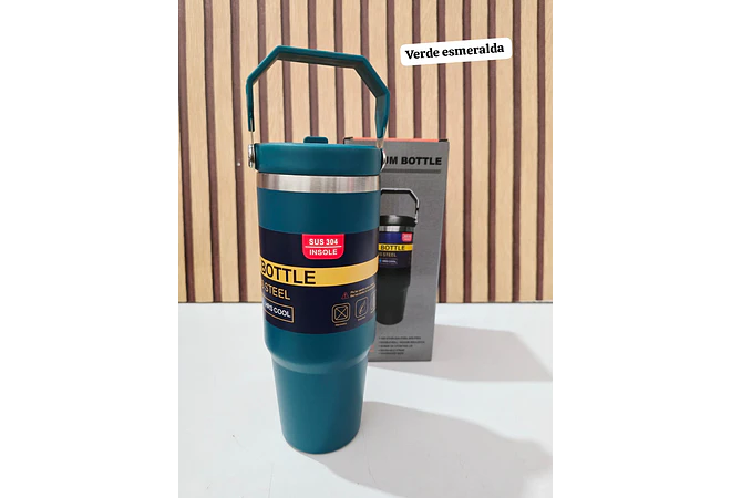 TERMO CON ASA VACUUM STAINLESS STEEL DE 850ML MOD# FAB-31