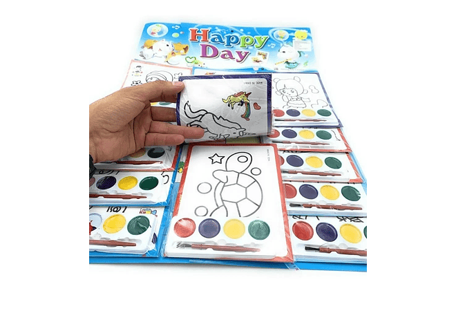 PAQ CON 15 LIBRITOS CON ACUARELAS (AL AZAR) MOD# HX017🖍️