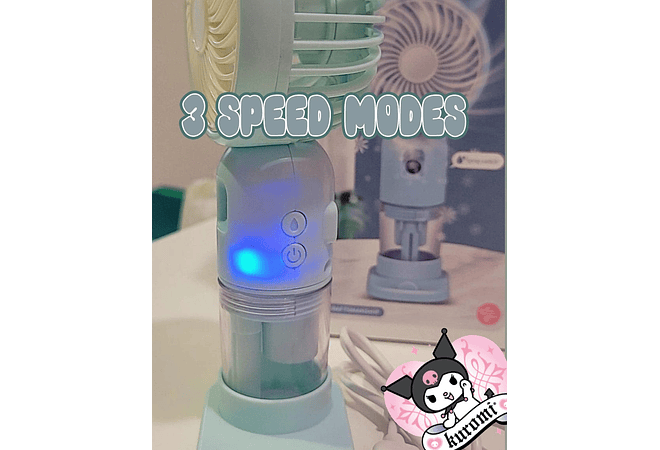 VENTILADOR DISEÑO KUROMI CON LUZ LED MOD# SM870A  💜🩵