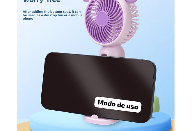 VENTILADOR DISEÑO KUROMI CON LUZ LED MOD# SM870A  💜🩵