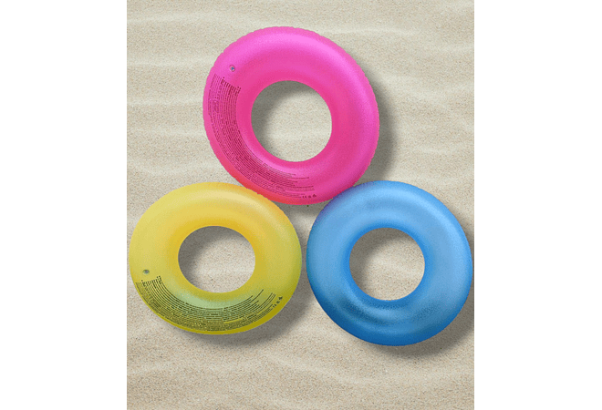 🛟SALVAVIDAS INFLABLE DISEÑO DONA DE COLOR LISO MOD# 37605💛🩵🩷 REINGRESO