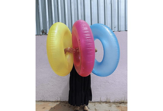 🛟SALVAVIDAS INFLABLE DISEÑO DONA DE COLOR LISO MOD# 37605💛🩵🩷 REINGRESO