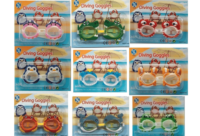 GOGGLES DE NATACIÓN INFANTILES DISEÑO ANIMALITOS 🐠🦀🥽