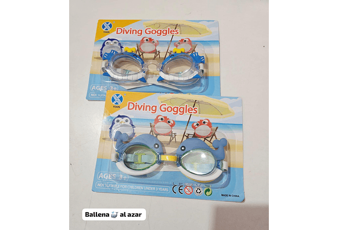 GOGGLES DE NATACIÓN INFANTILES DISEÑO ANIMALITOS 🐠🦀🥽