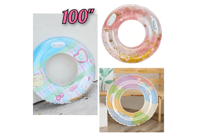 🛟 SALVAVIDAS CIRCULAR 100" CON BRILLOS Y LENTEJUELAS MOD# 992363 🏖️