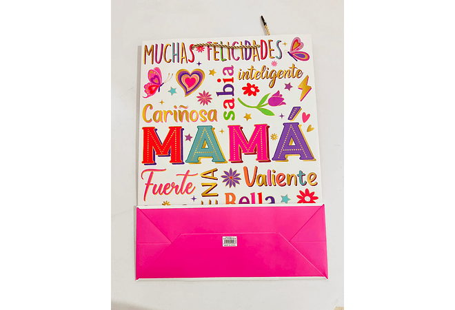 PAQ DE 4 BOLSAS PARA REGALO "FELIZ DÍA MAMÁ (1 de c/color) MOD# YM-2095-L-3   🎁 🛍️