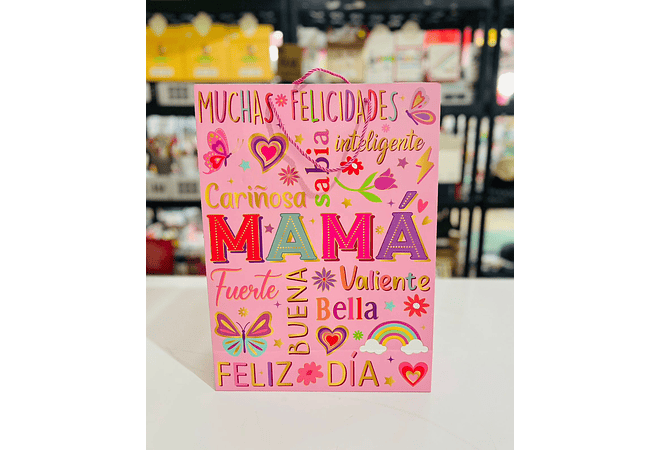 PAQ DE 4 BOLSAS PARA REGALO "FELIZ DÍA MAMÁ (1 de c/color) MOD# YM-2095-L-3   🎁 🛍️