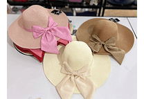 SOMBRERO PLAYERO CON MOÑO GRANDE (COLORES AL AZAR) MOD# YC-HAT1236 👒 🎀