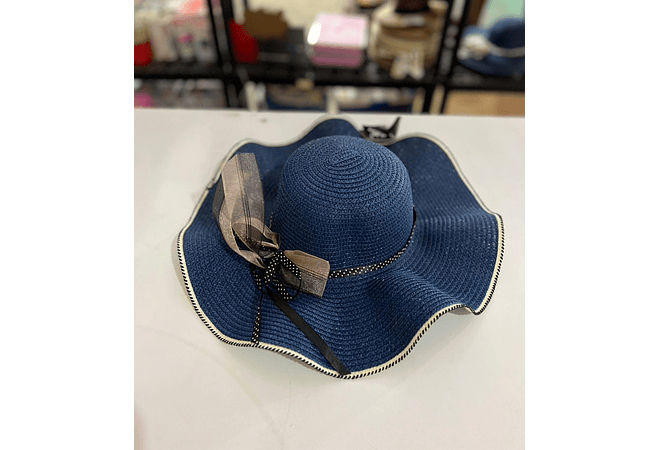 SOMBRERO PLAYERO MOÑO DE LISTON DE ORGANZA Y DE PUNTOS MOD# YC-HAT1231 (AL AZAR)   🏖️👒