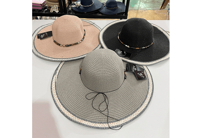 SOMBRERO PLAYERO COLORES AL AZAR HILO DELGADO CON PIEDRITAS  MOD# YC-HAT1261 (AL AZAR)  👒