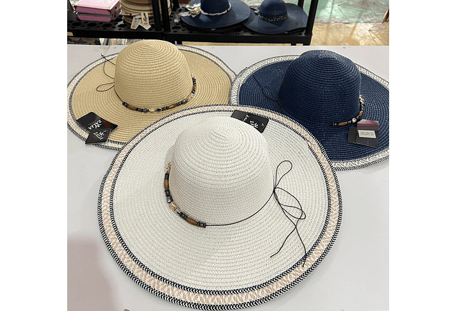 SOMBRERO PLAYERO COLORES AL AZAR HILO DELGADO CON PIEDRITAS  MOD# YC-HAT1261 (AL AZAR)  👒