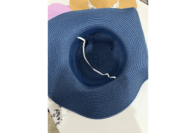 SOMBRERO PLAYERO MOÑO BLANCO/FLORES BLANCAS COLORES (AL AZAR)  MOD #QW-5292 🌼