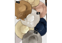 SOMBRERO PLAYERO MOÑO CON PERLAS COLORES AL AZAR MOD# YC-HAT1257  👒