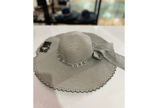 SOMBRERO PLAYERO MOÑO CON PERLAS COLORES AL AZAR MOD# YC-HAT1257  👒