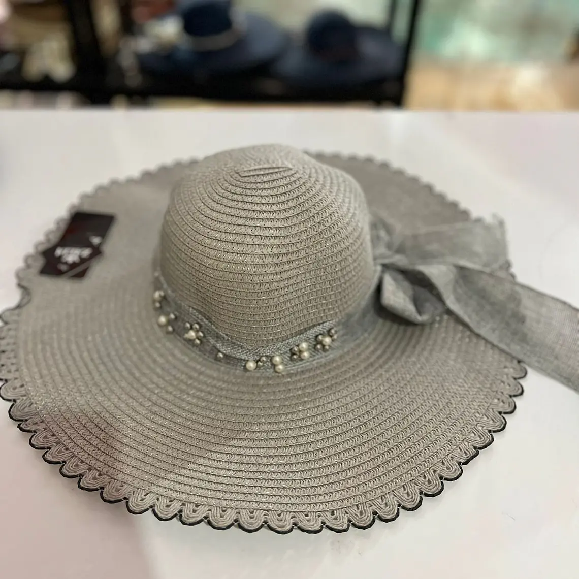 SOMBRERO PLAYERO MOÑO CON PERLAS COLORES AL AZAR MOD# YC-HAT1257  👒 2