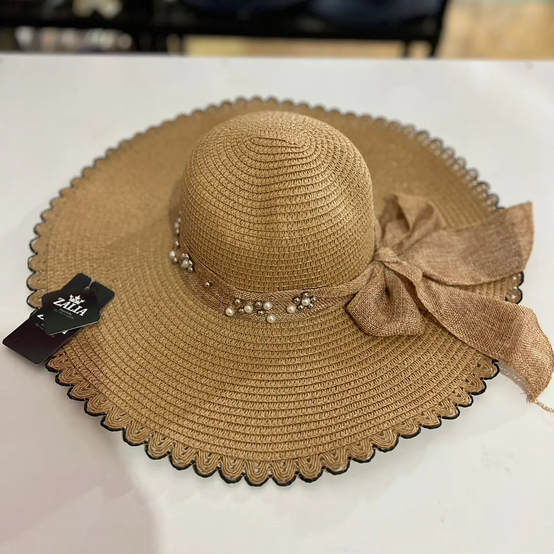 SOMBRERO PLAYERO MOÑO CON PERLAS COLORES AL AZAR MOD# YC-HAT1257  👒 6